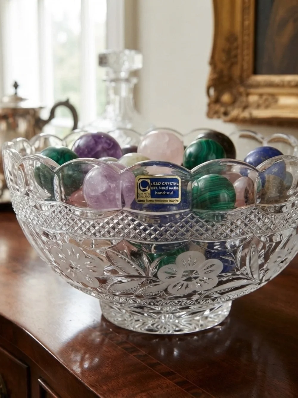 Vintage 8 1/2” Lausitzer Glas Crystal bowl German Democratic Republic (heavy)
